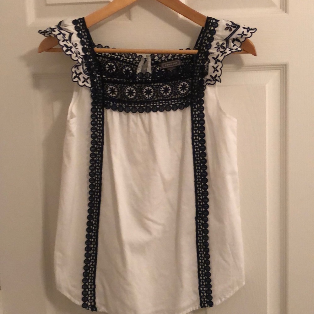 Jcrew Point Sur Eyelet Trim Top